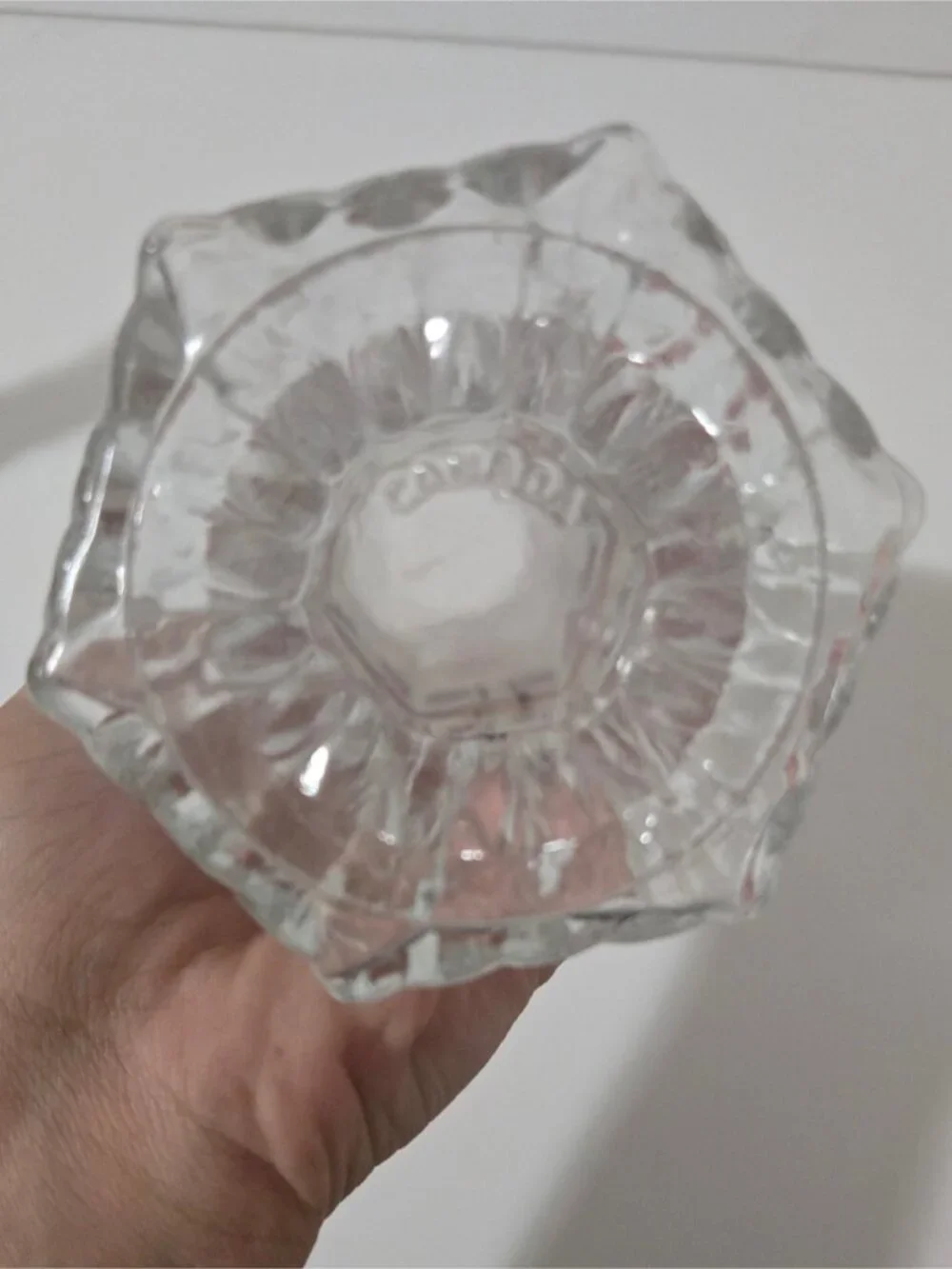 Set of 3 Vintage Pressed Glass Candle Holders – Clear Glass Mixed Designs
